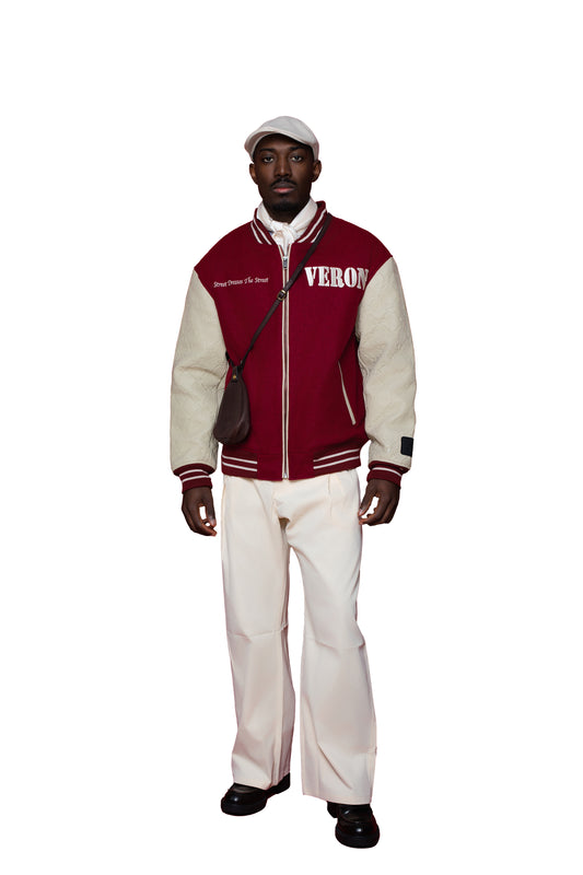 CADEN VARSITY JACKET - ROUGE