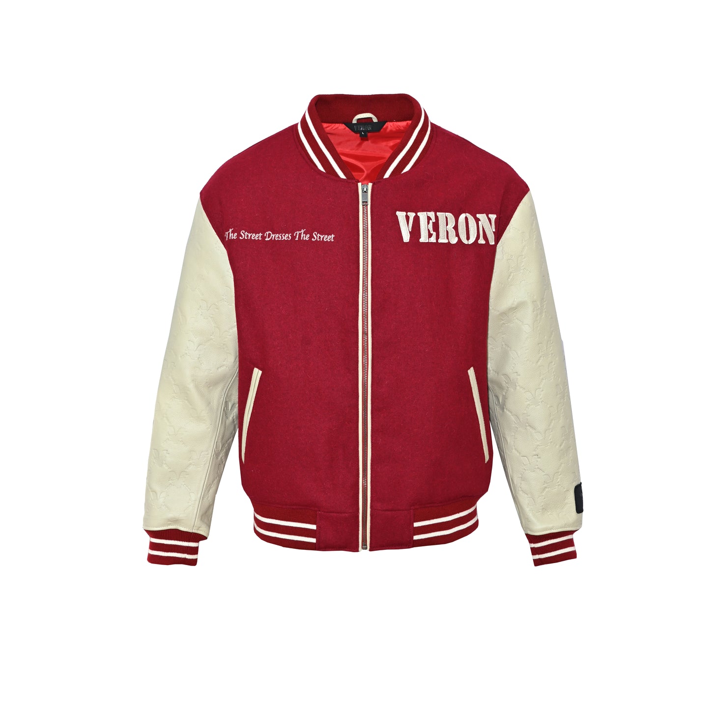 CADEN VARSITY JACKET - ROUGE